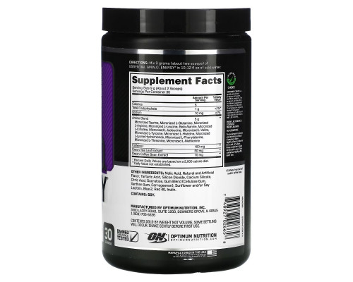 Optimum Nutrition, ESSENTIAL AMIN.O. ENERGY, Concord Grape, 9.5 oz (270 g) Optimum Nutrition, ESSENTIAL AMIN.O. ENERGY, Concord Grape, 9.5 oz (270 g)
