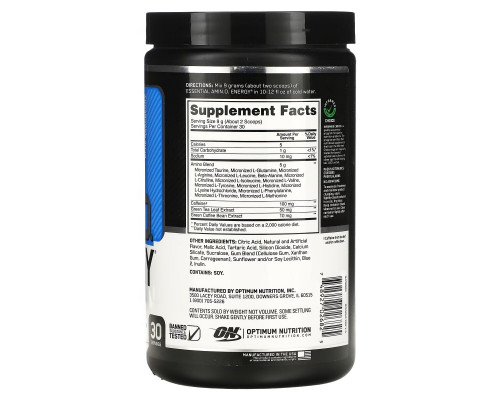 Optimum Nutrition, Essential Amin.O. Energy, голубая малина, 270 г (9,5 унций) Optimum Nutrition, Essential Amin.O. Energy, голубая малина, 270 г (9,5 унций)