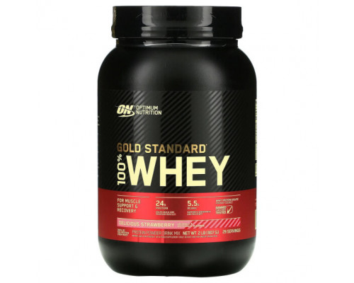 Сывороточный протеин Optimum Nutrition, Gold Standard, 100% Whey, со вкусом клубники, 907 г (2 фунта) Сывороточный протеин Optimum Nutrition, Gold Standard, 100% Whey, со вкусом клубники, 907 г (2 фунта)