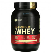 Сывороточный протеин Optimum Nutrition, Gold Standard 100% Whey, сыворотка, ванильное мороженое, 907 кг (2 фунта)