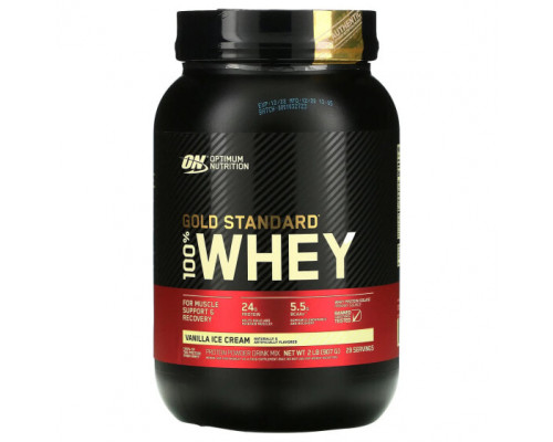 Сывороточный протеин Optimum Nutrition, Gold Standard 100% Whey, сыворотка, ванильное мороженое, 907 кг (2 фунта) Сывороточный протеин Optimum Nutrition, Gold Standard 100% Whey, сыворотка, ванильное мороженое, 907 кг (2 фунта)