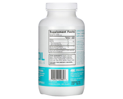 Optimum Nutrition, Кишечнорастворимый рыбий жир, 200 мягких капсул Optimum Nutrition, Кишечнорастворимый рыбий жир, 200 мягких капсул