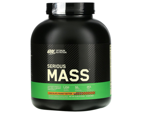 Optimum Nutrition Serious Mass High Protein Weight Gain Powder Chocolate Peanut Butter 6 lbs (2.72 kg) Optimum Nutrition Serious Mass High Protein Weight Gain Powder Chocolate Peanut Butter 6 lbs (2.72 kg)