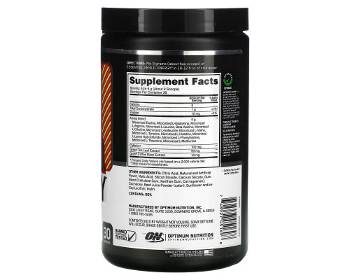 Optimum Nutrition, ESSENTIAL AMIN.O. ENERGY, Strawberry Lime, 9.5 oz (270 g) Optimum Nutrition, ESSENTIAL AMIN.O. ENERGY, Strawberry Lime, 9.5 oz (270 g)