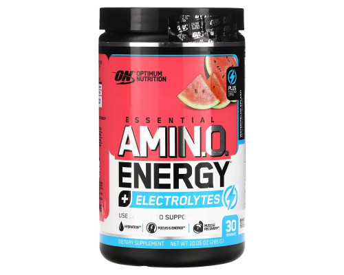 Optimum Nutrition, ESSENTIAL AMIN.O. ENERGY + ELECTROLYTES, Watermelon Splash, 10.05 oz (285 g) Optimum Nutrition, ESSENTIAL AMIN.O. ENERGY + ELECTROLYTES, Watermelon Splash, 10.05 oz (285 g)