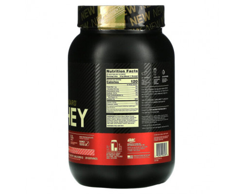 Сывороточный протеин Optimum Nutrition, Gold Standard 100% Whey, сывороточный протеин, со вкусом клубники со сливками, 899 кг (1,98 фунта) Сывороточный протеин Optimum Nutrition, Gold Standard 100% Whey, сывороточный протеин, со вкусом клубники со сливками, 899 кг (1,98 фунта)
