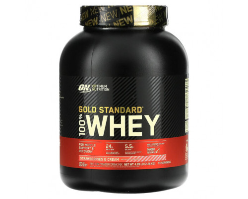 Сывороточный протеин Optimum Nutrition, Gold Standard 100% Whey, сыворотка, клубника и сливки, 2,26 кг (4,98 фунта) Сывороточный протеин Optimum Nutrition, Gold Standard 100% Whey, сыворотка, клубника и сливки, 2,26 кг (4,98 фунта)