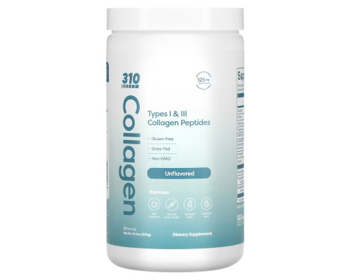 310 Nutrition, Collagen, Type I & ll Collagen Peptides, Unflavored, 10.9 oz (309 g) 310 Nutrition, Collagen, Type I & ll Collagen Peptides, Unflavored, 10.9 oz (309 g)