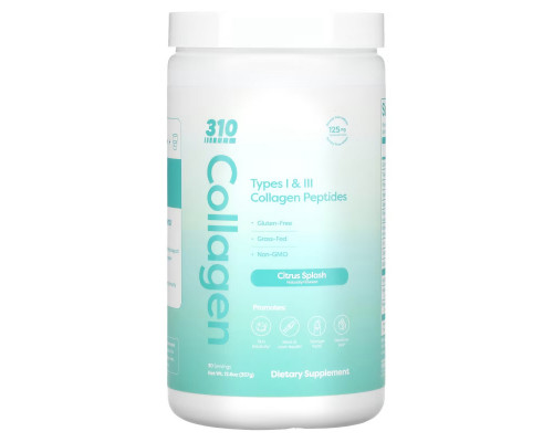 310 Nutrition, Collagen, пептиды коллагена типа I и III, цитрусовые, 357 г (12,6 унции) 310 Nutrition, Collagen, пептиды коллагена типа I и III, цитрусовые, 357 г (12,6 унции)