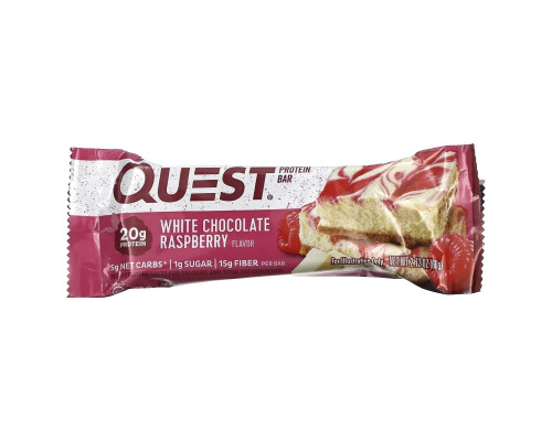 Quest Nutrition, Белковый батончик Quest, белый шоколад с малиной, 12 батончиков, 2,12 унц. (60 г)