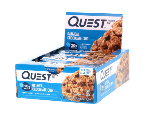 Quest Nutrition, QuestBar, Protein Bar, Oatmeal Chocolate Chip, 12 Bars, 2.1 oz (60 g) Each Quest Nutrition, QuestBar, Protein Bar, Oatmeal Chocolate Chip, 12 Bars, 2.1 oz (60 g) Each