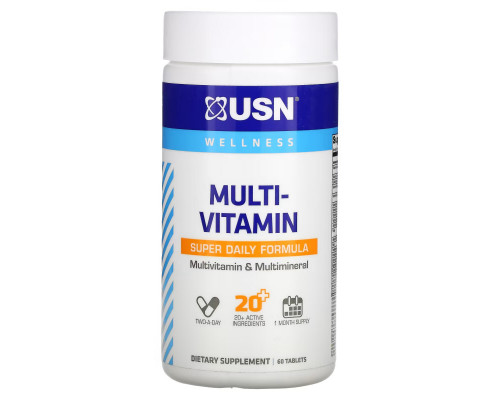 USN, Multi - Vitamin Super Daily Formula, 60 Tablets USN, Multi - Vitamin Super Daily Formula, 60 Tablets