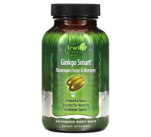 Irwin Naturals Ginkgo Smart максимальная концетрация  и память 60 жидких капсул