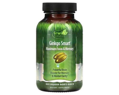 Irwin Naturals Ginkgo Smart максимальная концетрация и память 60 жидких капсул Irwin Naturals Ginkgo Smart максимальная концетрация и память 60 жидких капсул
