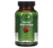 Энергетики Irwin Naturals, Triple-Boost, энергия без кофеина, 75 желатиновых капсул