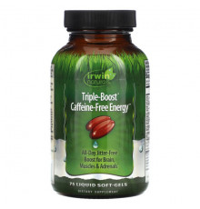 Энергетики Irwin Naturals, Triple-Boost, энергия без кофеина, 75 желатиновых капсул