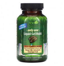 Витаминно-минеральные комплексы Irwin Naturals, Only One, мультивитамин в виде жидкого геля, с железом, 60 желатиновых капсул