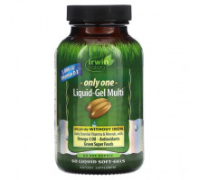 Витаминно-минеральные комплексы Irwin Naturals, Only One, мультивитамин в виде жидкого геля, без железа, 60 желатиновых капсул