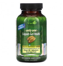 Витаминно-минеральные комплексы Irwin Naturals, Only One, мультивитамин в виде жидкого геля, без железа, 60 желатиновых капсул