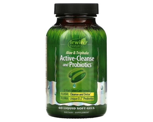 Irwin Naturals Активная очистка и пробиотики алоэ и трифала 60 жидких гелевых капсул Irwin Naturals Активная очистка и пробиотики алоэ и трифала 60 жидких гелевых капсул
