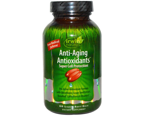 Irwin Naturals, Антивозрастные антиоксиданты , 60 гелевых капсул с жидким наполнителем Irwin Naturals, Антивозрастные антиоксиданты , 60 гелевых капсул с жидким наполнителем
