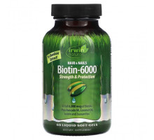 Для волос и ногтей Irwin Naturals, Биотин-6000`` 60 мягких таблеток