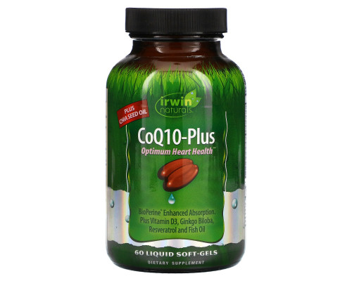Irwin Naturals, Коэнзим Q10-Плюс, 60 Жидкие Гелиевые Капсулы Irwin Naturals, Коэнзим Q10-Плюс, 60 Жидкие Гелиевые Капсулы
