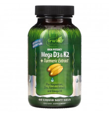 Irwin Naturals, Мощный комплекс витаминов D3 и K2, 60 мягких таблеток с жидким содержимым