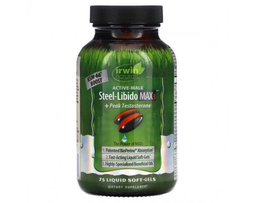 Мужское здоровье Active-Meal, Steel-Libido Max 3 + Peak Testosterone, 75 Liquid Soft-Gels Мужское здоровье Active-Meal, Steel-Libido Max 3 + Peak Testosterone, 75 Liquid Soft-Gels
