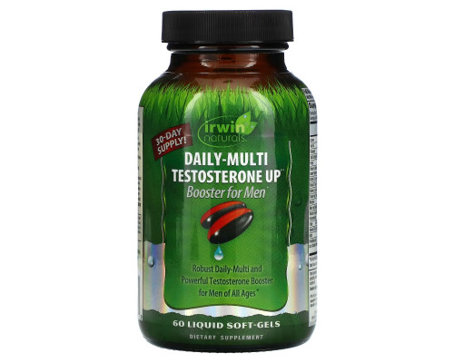 Irwin Naturals, Daily-Multi Testosterone Up Booster для мужчин, 60 желатиновых капсул Irwin Naturals, Daily-Multi Testosterone Up Booster для мужчин, 60 желатиновых капсул