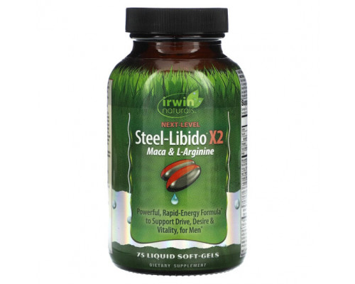 Аминокислоты Irwin Naturals, Steel-Libido X2, мака и L-аргинин, 75 желатиновых капсул Аминокислоты Irwin Naturals, Steel-Libido X2, мака и L-аргинин, 75 желатиновых капсул