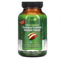 Минералы и микроэлементы Irwin Naturals, Усилитель метаболизма пиколината хрома тройной силы, 60 мягких таблеток