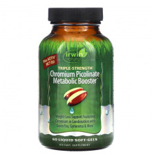 Минералы и микроэлементы Irwin Naturals, Усилитель метаболизма пиколината хрома тройной силы, 60 мягких таблеток