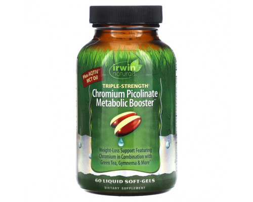 Минералы и микроэлементы Irwin Naturals, Усилитель метаболизма пиколината хрома тройной силы, 60 мягких таблеток Минералы и микроэлементы Irwin Naturals, Усилитель метаболизма пиколината хрома тройной силы, 60 мягких таблеток