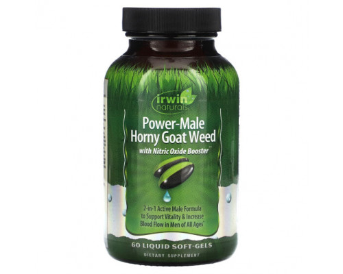 Мужское здоровье Power-Male Horny Goat Weed, With Nitric Oxide Booster, 60 Liquid Soft-Gels Мужское здоровье Power-Male Horny Goat Weed, With Nitric Oxide Booster, 60 Liquid Soft-Gels