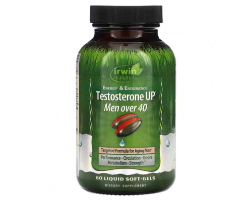 Мужское здоровье Irwin Naturals, Testosterone UP, для мужчин старше 40 лет, 60 мягких таблеток Мужское здоровье Irwin Naturals, Testosterone UP, для мужчин старше 40 лет, 60 мягких таблеток