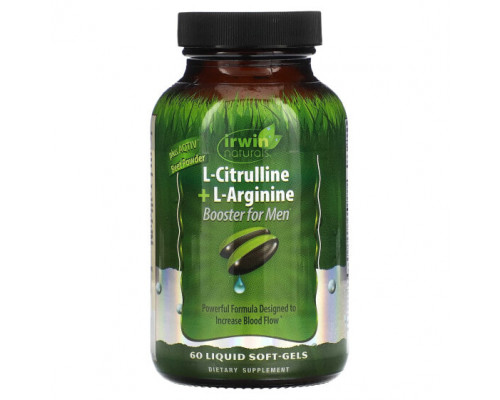 Аминокислоты L-Citrulline + L-Arginine, Booster for Men, 60 Liquid Soft-Gels Аминокислоты L-Citrulline + L-Arginine, Booster for Men, 60 Liquid Soft-Gels