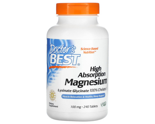 Doctor's Best Быстропоглощаемый магний 100% хелатированный 240 таблеток Doctor's Best Быстропоглощаемый магний 100% хелатированный 240 таблеток