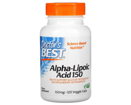 Doctor's Best, Лучшая альфа-липоевая кислота, 150 мг, 120 капсул Doctor's Best, Лучшая альфа-липоевая кислота, 150 мг, 120 капсул