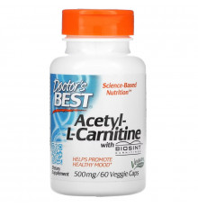 Doctor's Best, Ацетил-L-карнитин с Biosint Carnitines, 500 мг, 60 вегетарианских капсул