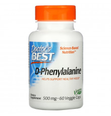 Doctor's Best, D-фенилаланин, 500 мг, 60 вегетарианских капсул