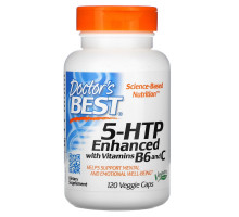 Doctor's Best, 5-HTP, усиленный витаминами B6 и C, 120 растительных капсул