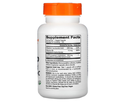 Doctor's Best, 5-HTP, усиленный витаминами B6 и C, 120 растительных капсул Doctor's Best, 5-HTP, усиленный витаминами B6 и C, 120 растительных капсул