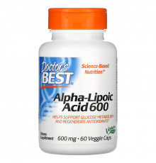 Doctor's Best, Альфа-липоевая кислота (Best Alpha-Lipoic Acid), 600 мг, 60 растительных капсул