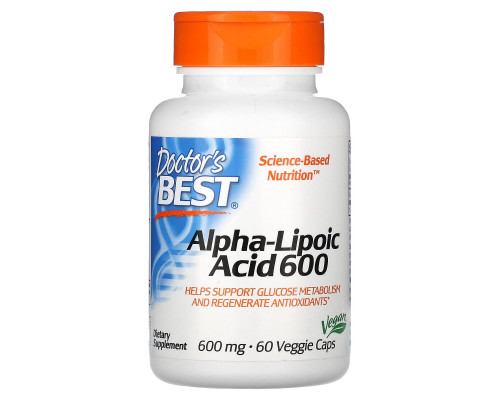 Doctor's Best, Альфа-липоевая кислота (Best Alpha-Lipoic Acid), 600 мг, 60 растительных капсул Doctor's Best, Альфа-липоевая кислота (Best Alpha-Lipoic Acid), 600 мг, 60 растительных капсул