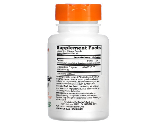 Doctor's Best Серрапептаза (Best Serrapeptase) 90 растительных капсул Doctor's Best Серрапептаза (Best Serrapeptase) 90 растительных капсул