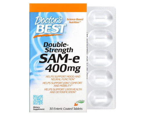 Doctor's Best SAM-e 400 Двойная сила 30 таблеток с кишечно-растворимым покрытием Doctor's Best SAM-e 400 Двойная сила 30 таблеток с кишечно-растворимым покрытием