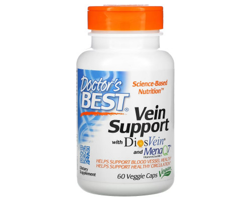 Doctor's Best Средство для поддержки вен Best Vein Support Содержит DiosVein 60 вегетарианских капсул Doctor's Best Средство для поддержки вен Best Vein Support Содержит DiosVein 60 вегетарианских капсул
