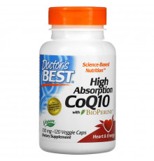 Doctor's Best, CoQ10, с BioPerine, 100 мг, 120 овощных капсул