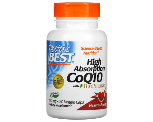 Doctor's Best, CoQ10, с BioPerine, 100 мг, 120 овощных капсул Doctor's Best, CoQ10, с BioPerine, 100 мг, 120 овощных капсул
